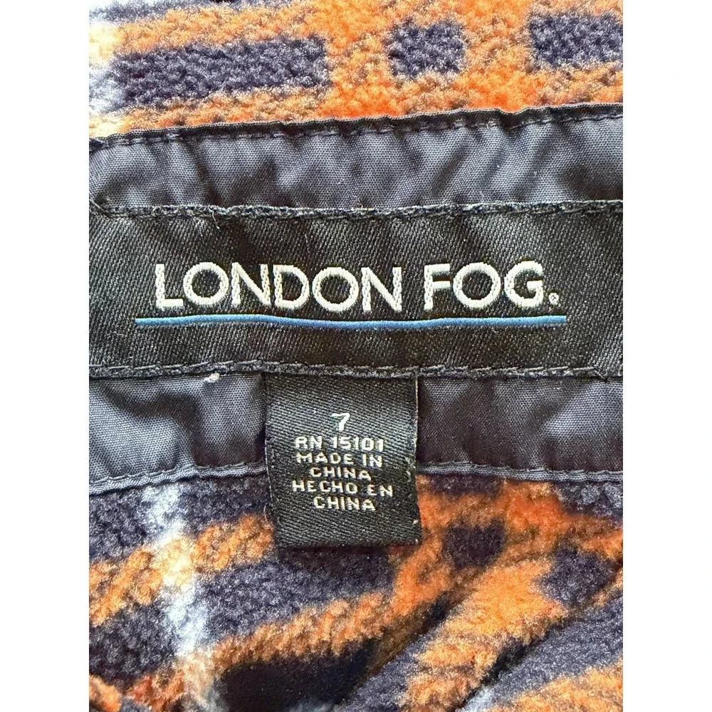 Boys London Fog Fleece Lined Jacket Hooded Size 7 Lightweight Blue Orange EUC